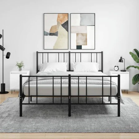Bedside tables 2 units engineered wood glossy white 40x30x50 cm by , Nightstands - Ref: Foro24-826833, Price: 64,60 €, Discou...