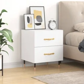 Engineered wood white bedside table 40x35x47.5 cm by , Nightstands - Ref: Foro24-827260, Price: 54,18 €, Discount: %