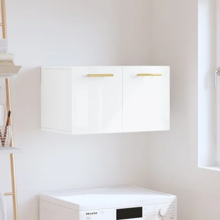 Plywood white gloss wall cabinet 60x36.5x35 cm by , Lockers and storage cabinets - Ref: Foro24-830006, Price: 42,85 €, Discou...