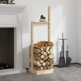 Solid pine wood firewood rack 33.5x30x110 cm by , Firewood bags and holders - Ref: Foro24-822616, Price: 37,05 €, Discount: %