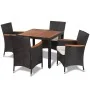 Set comedor de jardín 5 piezas y cojines ratán sintético negro de , Conjuntos de jardín - Ref: Foro24-41307, Precio: 504,09 €...