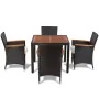 Set comedor de jardín 5 piezas y cojines ratán sintético negro de , Conjuntos de jardín - Ref: Foro24-41307, Precio: 504,09 €...