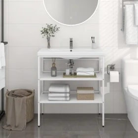 Estructura de lavabo de hierro blanco 79x38x83 cm de , Tocadores de baño - Ref: Foro24-338486, Precio: 64,30 €, Descuento: %