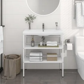 White iron sink structure 79x38x83 cm by , bathroom vanities - Ref: Foro24-338486, Price: 64,30 €, Discount: %