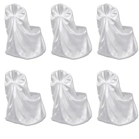 Set of 6 white chair covers for chairs, banquets, and weddings by , Covers - Ref: Foro24-241184, Price: 42,22 €, Discount: %
