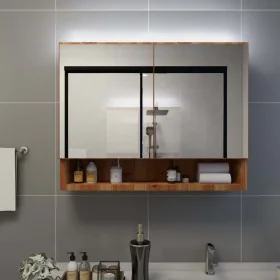 Badezimmermöbel mit LED-Spiegel MDF Eiche 80x15x60 cm von vidaXL, Badezimmerwaschtische - Ref: Foro24-323606, Preis: 165,06 €...