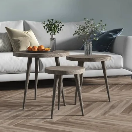 Juego de mesitas auxiliares 3 piezas MDF y hierro gris de , Mesas auxiliares - Ref: Foro24-286095, Precio: 69,16 €, Descuento: %