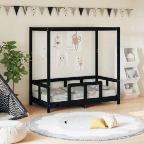Bed frame for children made of black pine wood 70x140 cm by , Cribs and beds for children - Ref: Foro24-834512, Price: 111,86...