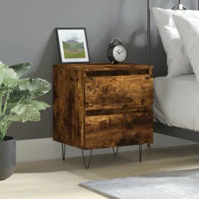 Engineered wood smoked oak bedside table 40x35x50 cm by , Nightstands - Ref: Foro24-826886, Price: 43,03 €, Discount: %