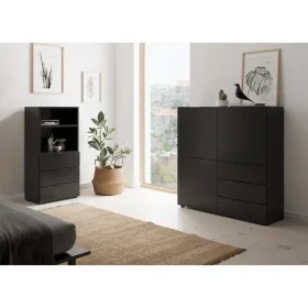 FMD Black chest of drawers with 3 drawers and open shelves by , Wardrobes - Ref: Foro24-437007, Price: 185,23 €, Discount: %