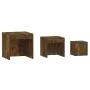 Stackable tables 3 pieces plywood smoked oak by , Side tables - Ref: Foro24-815225, Price: 56,51 €, Discount: %