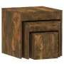 Stackable tables 3 pieces plywood smoked oak by , Side tables - Ref: Foro24-815225, Price: 56,51 €, Discount: %