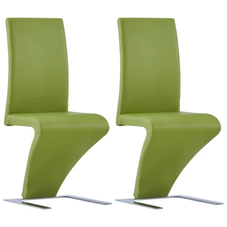 Sillas de comedor forma de zigzag 2 uds cuero sintético verde de , Sillas de comedor - Ref: Foro24-281898, Precio: 223,70 €, ...