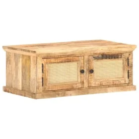 Solid mango wood coffee table with natural cane, 90x50x35 cm by , Coffee table - Ref: Foro24-289089, Price: 220,67 €, Discoun...
