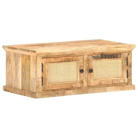 Solid mango wood coffee table with natural cane, 90x50x35 cm by , Coffee table - Ref: Foro24-289089, Price: 220,67 €, Discoun...