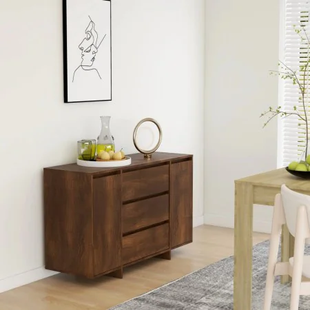 Sideboard with 3 oak brown drawers 120x41x75 cm by , Sideboards - Ref: Foro24-813064, Price: 151,94 €, Discount: %