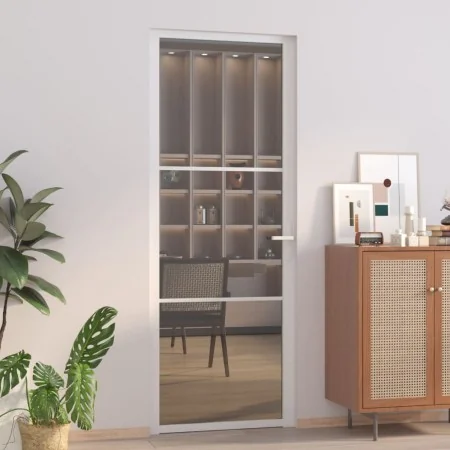 Innentür aus Glas ESG und weißem Aluminium 76x201,5 cm von , Türen für zu Hause - Ref: Foro24-350584, Preis: 191,40 €, Rabatt: %