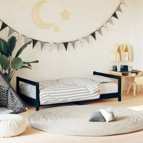 Bed frame for children made of black pine wood 80x160 cm by , Cribs and beds for children - Ref: Foro24-834401, Price: 104,51...