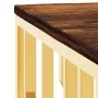 Mesa de centro acero inoxidable madera maciza reciclada dorada de , Mesas de centro - Ref: Foro24-350062, Precio: 175,83 €, D...