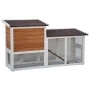 @Pet White and brown rabbit hutch 147x50x80 cm by , Cages and habitats for small animals - Ref: Foro24-441156, Price: 186,91 ...