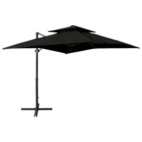 Garden cantilever umbrella with double black cover 250x250 cm by , Umbrellas - Ref: Foro24-312356, Price: 235,48 €, Discount: %