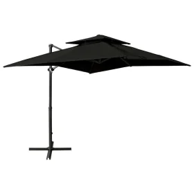 Gartenschirm mit Doppeldach in Schwarz, 250x250 cm, freitragend. von , Sonnenschirme - Ref: Foro24-312356, Preis: 235,48 €, R...