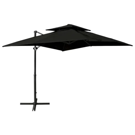 Gartenschirm mit Doppeldach in Schwarz, 250x250 cm, freitragend. von , Sonnenschirme - Ref: Foro24-312356, Preis: 235,48 €, R...