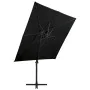 Garden cantilever umbrella with double black cover 250x250 cm by , Umbrellas - Ref: Foro24-312356, Price: 235,73 €, Discount: %