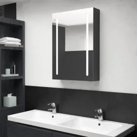 Armario de baño con espejo LED negro brillante 50x13x70 cm de vidaXL, Tocadores de baño - Ref: Foro24-326496, Precio: 115,81 ...
