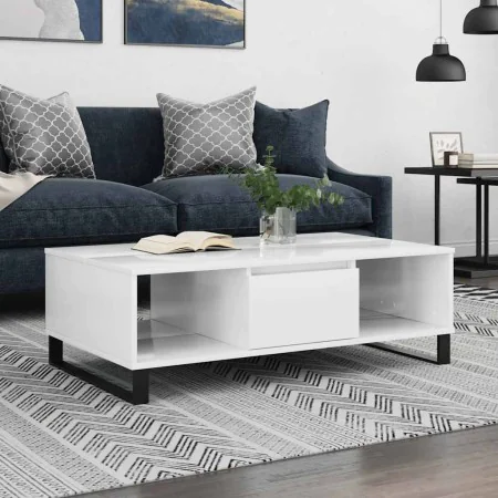 High gloss white engineered wood coffee table 104x60x35 cm by , Coffee table - Ref: Foro24-827094, Price: 126,64 €, Discount: %