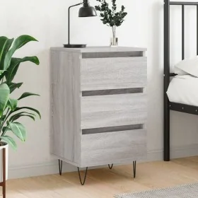 Bedside table made of gray Sonoma engineered wood, measuring 40x35x69 cm. by , Nightstands - Ref: Foro24-826936, Price: 54,60...