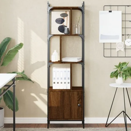 Estantería con puerta madera marrón roble 44,5x30x154,5 cm de , Librerías y estanterías - Ref: Foro24-833357, Precio: 71,39 €...