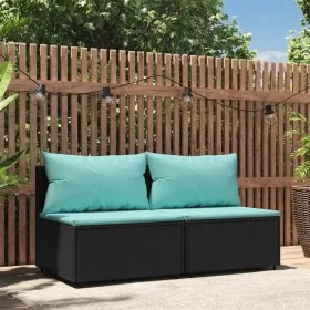 Central garden sofas with 2 black synthetic rattan cushions by , Outdoor sofas - Ref: Foro24-319802, Price: 138,86 €, Discoun...