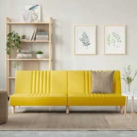 Sofá cama de tela amarillo claro de , Sofás - Ref: Foro24-351885, Precio: 225,47 €, Descuento: %
