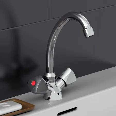 SCHÜTTE SAVINO chrome-plated dual-handle mixer tap for washbasin by , Faucets - Ref: Foro24-438687, Price: 44,01 €, Discount: %