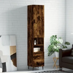 Aparador de madera contrachapada roble ahumado 34,5x34x180 cm de , Aparadores - Ref: Foro24-3198934, Precio: 111,03 €, Descue...