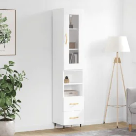 Aparador alto madera contrachapada blanco 34,5x34x180 cm de , Aparadores - Ref: Foro24-3199281, Precio: 107,27 €, Descuento: %