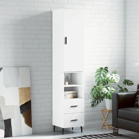 Tall white plywood highboard 34.5x34x180 cm by , Sideboards - Ref: Foro24-3198929, Price: 110,44 €, Discount: %