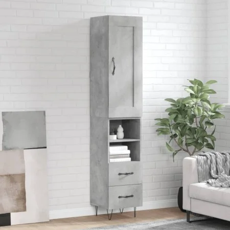 Aparador de madera contrachapada gris hormigón 34,5x34x180 cm de , Aparadores - Ref: Foro24-3200293, Precio: 105,72 €, Descue...