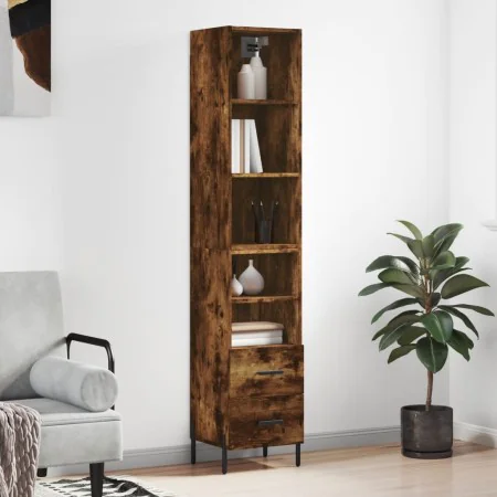 Rauchiger Eichenfurnier-Holzschrank 34,5x34x180 cm von , Sideboards - Ref: Foro24-3189778, Preis: 99,44 €, Rabatt: %