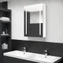 Armario de baño con espejo LED blanco brillante 50x13x70 cm de vidaXL, Tocadores de baño - Ref: Foro24-326501, Precio: 143,86...