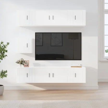 TV-Möbel-Set, 7-teilig, aus weiß glänzendem Sperrholz. von , TV-Möbel - Ref: Foro24-3188664, Preis: 280,87 €, Rabatt: %