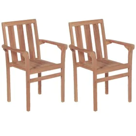 Stackable garden chairs, 2 units, solid teak wood by , Garden chairs - Ref: Foro24-44725, Price: 281,47 €, Discount: %