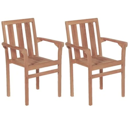 Stackable garden chairs, 2 units, solid teak wood by , Garden chairs - Ref: Foro24-44725, Price: 281,47 €, Discount: %