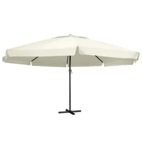 Gartenschirm mit weißem Aluminiummast, Sandfarbe, 600 cm. von , Sonnenschirme - Ref: Foro24-47370, Preis: 306,61 €, Rabatt: %