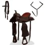 Western saddle, headstall, and breast collar real leather 16" brown by , Frames - Ref: Foro24-91348, Price: 220,23 €, Discoun...
