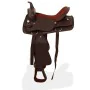 Western saddle, headstall, and breast collar real leather 16" brown by , Frames - Ref: Foro24-91348, Price: 220,23 €, Discoun...