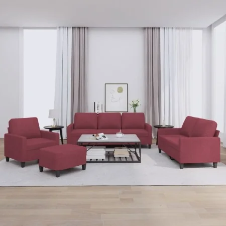 4-piece sofa set with red wine fabric cushions by , Sofas - Ref: Foro24-3201442, Price: 617,60 €, Discount: %