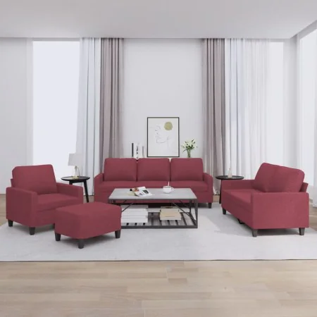 Sofagarnitur mit 4-teiligen Kissen, Stoff in Weinrot. von , Sofas - Ref: Foro24-3201442, Preis: 617,60 €, Rabatt: %