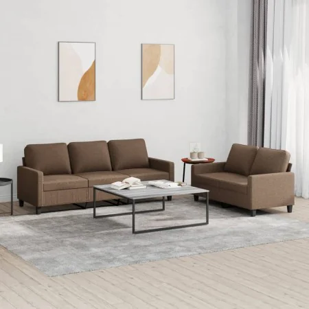 2-piece brown fabric sofa set with cushions by , Sofas - Ref: Foro24-3201463, Price: 491,51 €, Discount: %